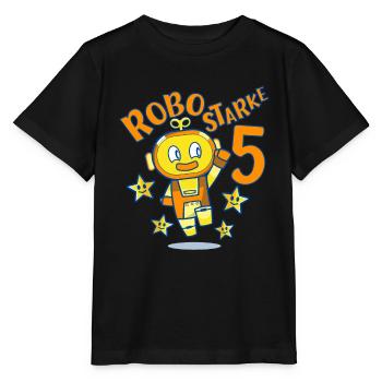 Roboter Geburtstagsmotiv 5 Jahre Jungen Geschenk - Stanley/Stella Kinder T-Shirt MINI CREATOR  - Schwarz - Vorne - Mikhail (115cm)