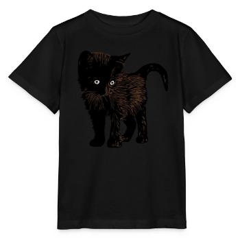brown cat pet graphic design animal art - Stanley/Stella Kinder T-Shirt MINI CREATOR  - Schwarz - Vorne - Mikhail (115cm)