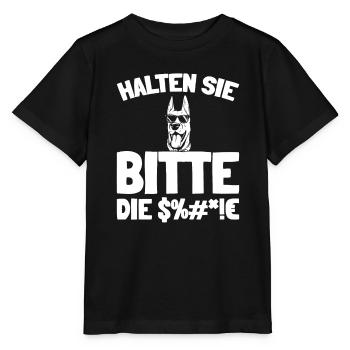 Dobermann Halten Sie Bitte Die Fresse - Stanley/Stella Kinder T-Shirt MINI CREATOR  - Schwarz - Vorne - Mikhail (115cm)