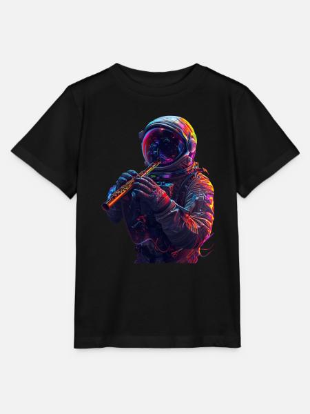 Astronaut Querflöte - Stanley/Stella Kinder T-Shirt MINI CREATOR  - Schwarz