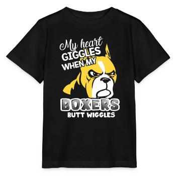My Heart Giggles When My Boxers Butt Wiggles - Stanley/Stella MINI CREATOR Kids’ T-Shirt - black - Front - Mikhail (115cm)