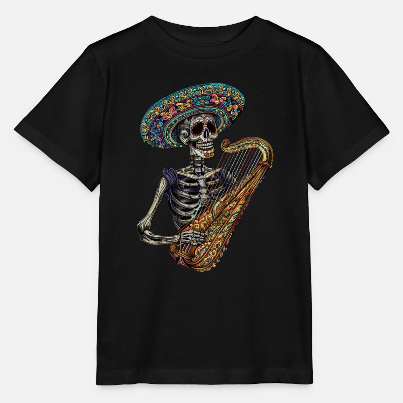 Harpe Squelette Mexicain - T-shirt bio MINI CREATOR Stanley/Stella Enfant - noir