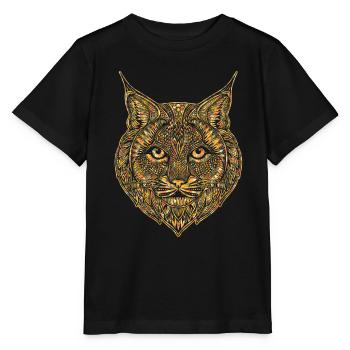 Bobcat Geometric Face - Stanley/Stella MINI CREATOR Kids’ T-Shirt - black - Front - Mikhail (115cm)