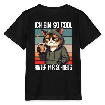 I'm So Cool Behind Me Snowy Cat - Stanley/Stella MINI CREATOR Kids’ T-Shirt - black - Front - Mikhail (115cm)