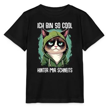 I'm So Cool Behind Me Snowy Cat - Stanley/Stella MINI CREATOR Kids’ T-Shirt - black - Front - Mikhail (115cm)