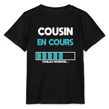 Aktueller Cousin, zukünftiger Cousin, Geschenk, Cousine - Stanley/Stella Kinder T-Shirt MINI CREATOR  - Schwarz - Vorne - Mikhail (115cm)