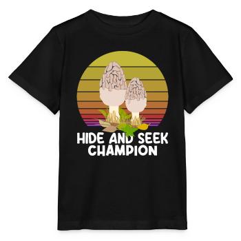 Cacher Maître cueilleur de champignons Cache-cache - T-shirt bio MINI CREATOR Stanley/Stella Enfant - noir - Devant - Mikhail (115cm)