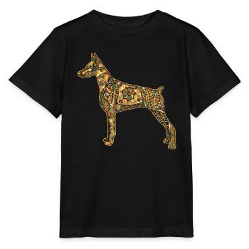 Doberman Pinscher Geometric - Stanley/Stella MINI CREATOR Kids’ T-Shirt - black - Front - Mikhail (115cm)