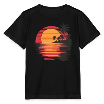 Sonnenuntergang Urlaubsreif Strand Meer Palmen - Stanley/Stella Kinder T-Shirt MINI CREATOR  - Schwarz - Vorne - Mikhail (115cm)