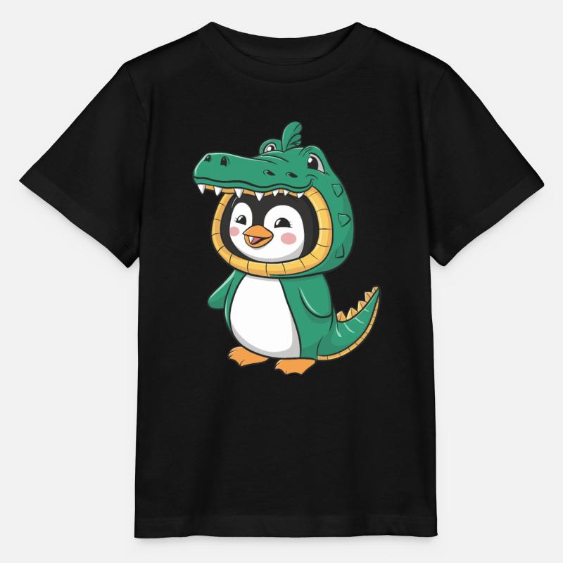 Pingouin mignon en costume de crocodile - T-shirt bio MINI CREATOR Stanley/Stella Enfant - noir