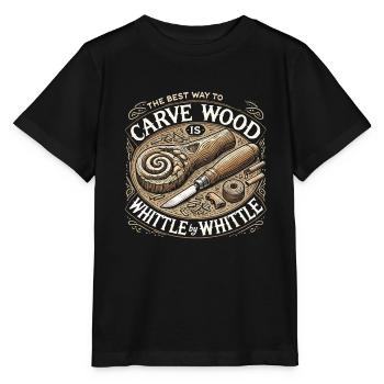 Die beste Art, Holz zu schnitzen, ist Schnitz für - Stanley/Stella Kinder T-Shirt MINI CREATOR  - Schwarz - Vorne - Mikhail (115cm)