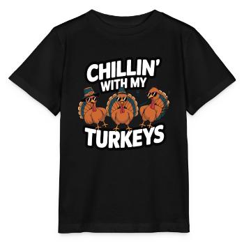 Lustiger Thanksgiving Truthahn - Stanley/Stella Kinder T-Shirt MINI CREATOR  - Schwarz - Vorne - Mikhail (115cm)