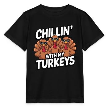 Lustiger Thanksgiving Truthahn - Stanley/Stella Kinder T-Shirt MINI CREATOR  - Schwarz - Vorne - Mikhail (115cm)