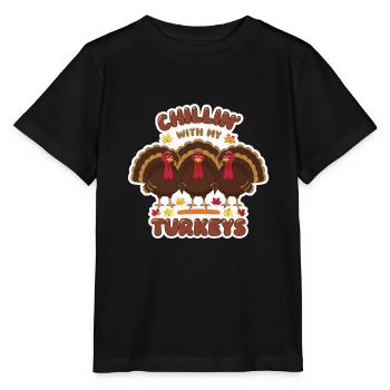 Dinde drôle de Thanksgiving - T-shirt bio MINI CREATOR Stanley/Stella Enfant - noir - Devant - Mikhail (115cm)
