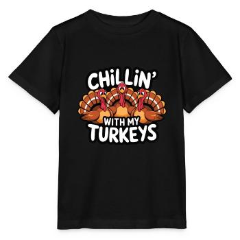 Lustiger Thanksgiving Truthahn - Stanley/Stella Kinder T-Shirt MINI CREATOR  - Schwarz - Vorne - Mikhail (115cm)