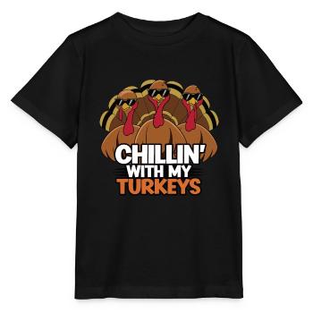 Lustiger Thanksgiving Truthahn - Stanley/Stella Kinder T-Shirt MINI CREATOR  - Schwarz - Vorne - Mikhail (115cm)