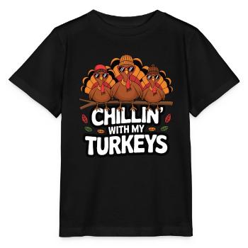 Lustiger Thanksgiving Truthahn - Stanley/Stella Kinder T-Shirt MINI CREATOR  - Schwarz - Vorne - Mikhail (115cm)