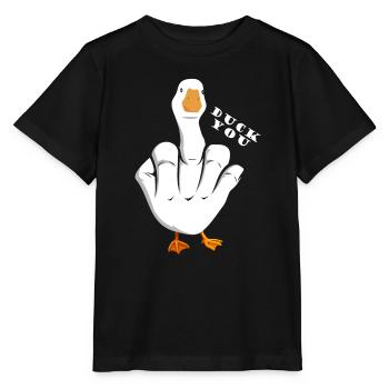 grossier drôle disant « Duck You » Tenue - T-shirt bio MINI CREATOR Stanley/Stella Enfant - noir - Devant - Mikhail (115cm)
