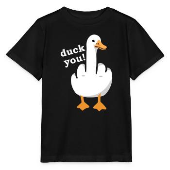 grossier drôle disant « Duck You » Tenue - T-shirt bio MINI CREATOR Stanley/Stella Enfant - noir - Devant - Mikhail (115cm)