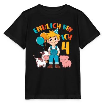 4 ans fermier enfin 4 garçon motif d’anniversaire - T-shirt bio MINI CREATOR Stanley/Stella Enfant - noir - Devant - Mikhail (115cm)