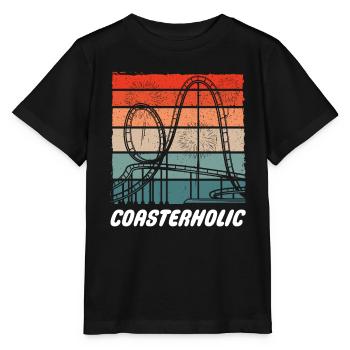 Coasterholic, Parc d’attractions, Champ de foire, Montagnes russes - T-shirt bio MINI CREATOR Stanley/Stella Enfant - noir - Devant - Mikhail (115cm)