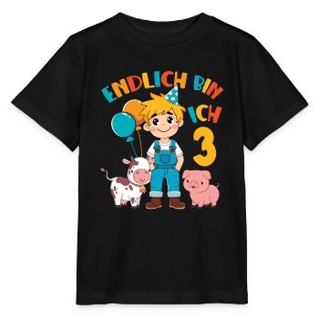 3 ans fermier enfin 3 garçon anniversaire motif - T-shirt bio MINI CREATOR Stanley/Stella Enfant - noir - Devant - Mikhail (115cm)