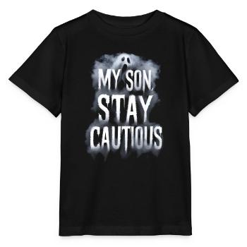 Mon fils reste prudent brouillard fantôme - T-shirt bio MINI CREATOR Stanley/Stella Enfant - noir - Devant - Mikhail (115cm)