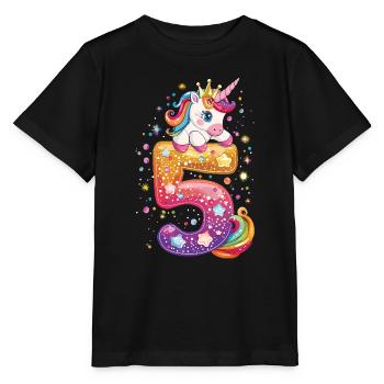 Licorne 5e anniversaire pour les enfants - T-shirt bio MINI CREATOR Stanley/Stella Enfant - noir - Devant - Mikhail (115cm)
