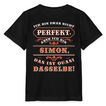 Lustiges SIMON zum Namenstag mit Name Namens - Stanley/Stella Kinder T-Shirt MINI CREATOR  - Schwarz - Vorne - Mikhail (115cm)