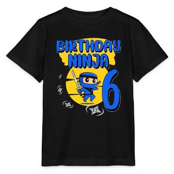 Birthday Ninja 6 Year Old Birthday Party Gift - Stanley/Stella Kinder T-Shirt MINI CREATOR  - Schwarz - Vorne - Mikhail (115cm)