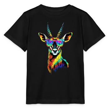 Antelope, Kudu, Gazelle, Africa, Serengeti, Antelope - Stanley/Stella MINI CREATOR Kids’ T-Shirt - black - Front - Mikhail (115cm)