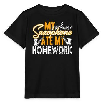 Saxophone Ate My Homework - Stanley/Stella MINI CREATOR Kids’ T-Shirt - black - Front - Mikhail (115cm)