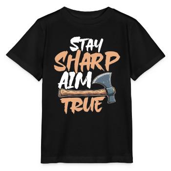 Axt Werfen Axt Werfer Axe Throwing - Stanley/Stella Kinder T-Shirt MINI CREATOR  - Schwarz - Vorne - Mikhail (115cm)