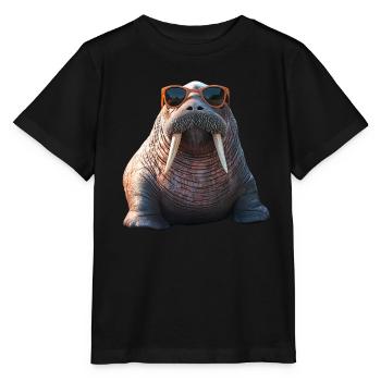 Walrus, tusks, seal, wild Pacific walruses - Stanley/Stella MINI CREATOR Kids’ T-Shirt - black - Front - Mikhail (115cm)