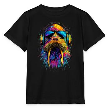 Walrus, tusks, seal, wild Pacific walruses - Stanley/Stella MINI CREATOR Kids’ T-Shirt - black - Front - Mikhail (115cm)