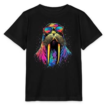 Walrus, tusks, seal, wild Pacific walruses - Stanley/Stella MINI CREATOR Kids’ T-Shirt - black - Front - Mikhail (115cm)