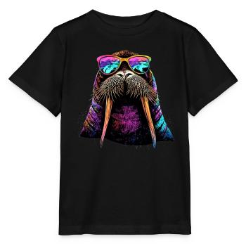 Walrus, tusks, seal, wild Pacific walruses - Stanley/Stella MINI CREATOR Kids’ T-Shirt - black - Front - Mikhail (115cm)