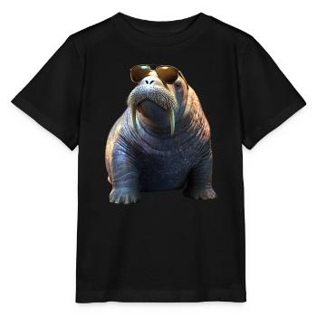 Walrus, tusks, seal, wild Pacific walruses - Stanley/Stella MINI CREATOR Kids’ T-Shirt - black - Front - Mikhail (115cm)