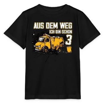3rd birthday three years garbage truck - Stanley/Stella MINI CREATOR Kids’ T-Shirt - black - Front - Mikhail (115cm)