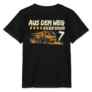 7. Geburtstag sieben Jahre Müllauto - Stanley/Stella Kinder T-Shirt MINI CREATOR  - Schwarz - Vorne - Mikhail (115cm)