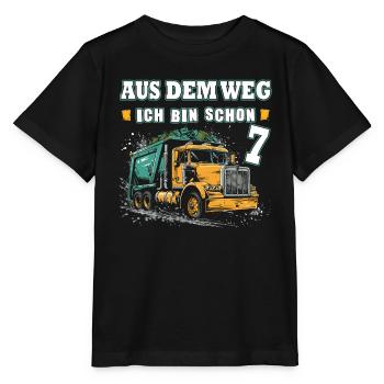 7. Geburtstag sieben Jahre Müllauto - Stanley/Stella Kinder T-Shirt MINI CREATOR  - Schwarz - Vorne - Mikhail (115cm)