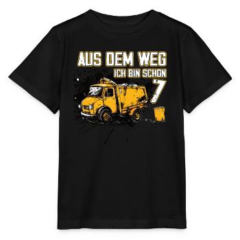 7. Geburtstag sieben Jahre Müllauto - Stanley/Stella Kinder T-Shirt MINI CREATOR  - Schwarz - Vorne - Mikhail (115cm)