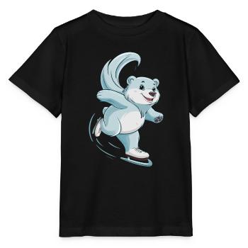 Eisbahn Eisbär Schlittschuhfahren - Stanley/Stella Kinder T-Shirt MINI CREATOR  - Schwarz - Vorne - Mikhail (115cm)