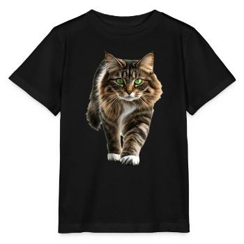 Norwegische Waldkatze - Stanley/Stella Kinder T-Shirt MINI CREATOR  - Schwarz - Vorne - Mikhail (115cm)