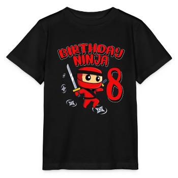 Birthday Ninja 8 Year Old Birthday Party Gift - Stanley/Stella Kinder T-Shirt MINI CREATOR  - Schwarz - Vorne - Mikhail (115cm)