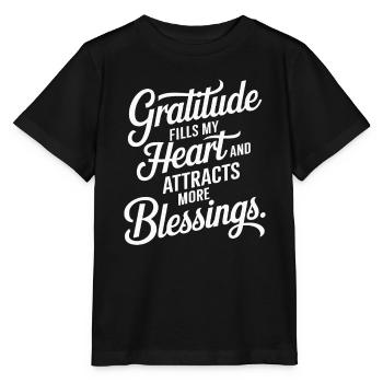 Manifesting Abundance Quote: Gratitude Fills - Stanley/Stella MINI CREATOR Kids’ T-Shirt - black - Front - Mikhail (115cm)