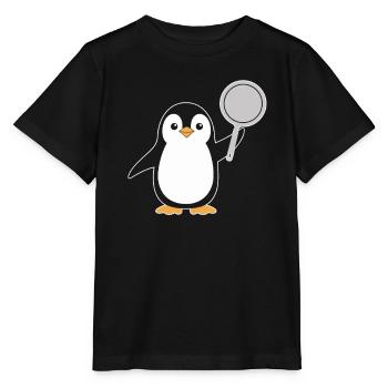 Pinguin Mit Pfanne Illustrationen Für - Stanley/Stella Kinder T-Shirt MINI CREATOR  - Schwarz - Vorne - Mikhail (115cm)