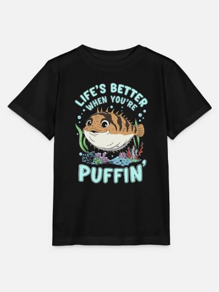 Kugelfisch-meereslebewesen-enthusiasten Quirky - Stanley/Stella Kinder T-Shirt MINI CREATOR - Schwarz