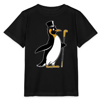 Elegant penguin with top hat and walking stick - Stanley/Stella MINI CREATOR Kids’ T-Shirt - black - Front - Mikhail (115cm)