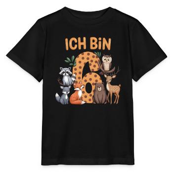 6e anniversaire 6 ans Animaux de la forêt Animaux de la forêt - T-shirt bio MINI CREATOR Stanley/Stella Enfant - noir - Devant - Mikhail (115cm)